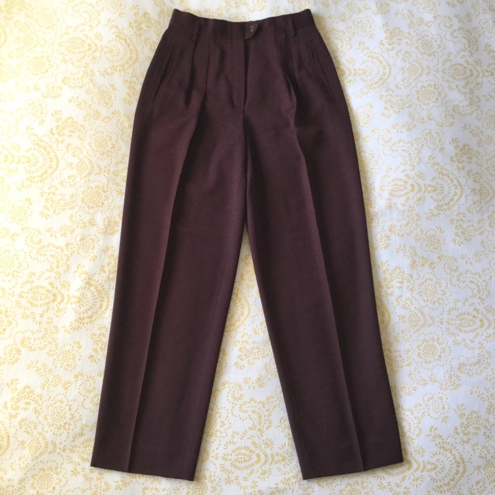⬇️🌻Vintage 80s Escada Burgundy Wool Trousers🌻 - Picture 1 of 8